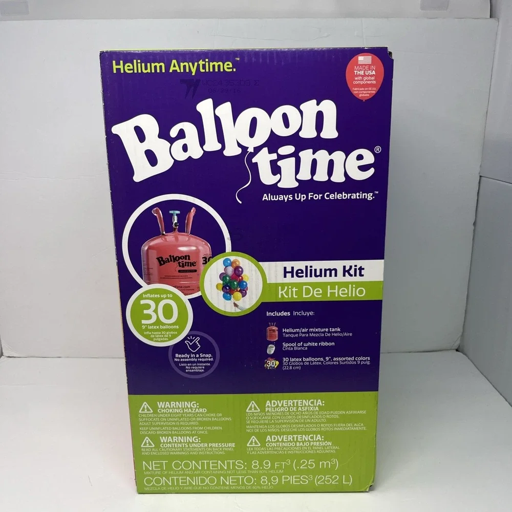 Helium Tank 8.9 cu. ft. Balloon Time Helium Kit NIB Factory SEALED